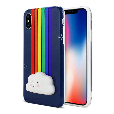 Reiko Iphone X/iphone Xs Tpu Design Case With  3d Soft Silicone Poke Squishy Rainbow Cloud
