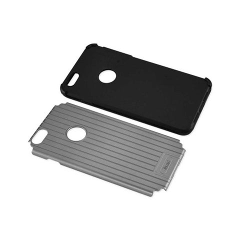 Reiko Iphone 6s Plus/ 6 Plus Rugged Metal Texture Hybrid Case With Ridged Back In Black Gray