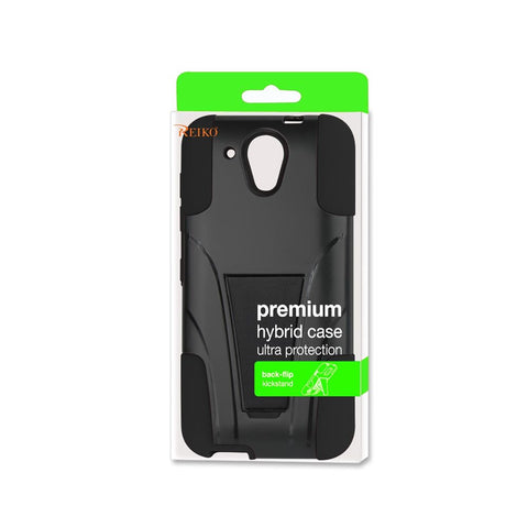 Reiko Htc Desire 520 Hybrid Heavy Duty Case With Kickstand In Black