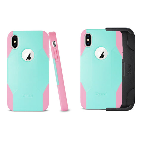 Reiko Iphone X/iphone Xs 3-in-1 Hybrid Heavy Duty Holster Combo Case In Mint Green