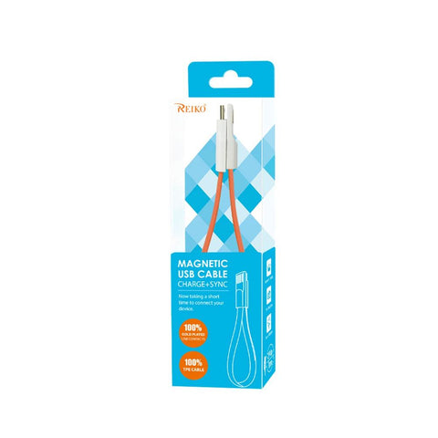 Reiko Iphone 6 Flat Magnetic Gold Plated Usb Data Cable 0.7 Foot In Orange
