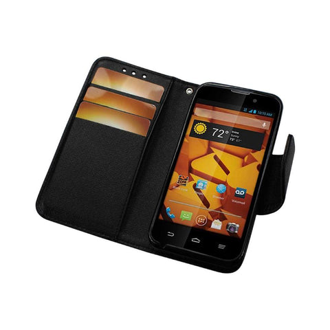Reiko Zte Warp 4g 3-in-1 Wallet Case In Black