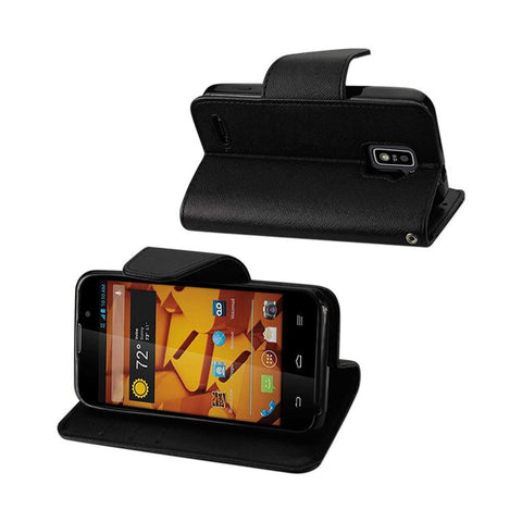 Reiko Zte Warp 4g 3-in-1 Wallet Case In Black