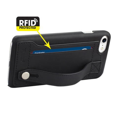 Reiko Iphone 8/ 7 Genuine Leather Hand Strap Case In Black