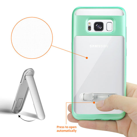 Reiko Samsung Galaxy S8 Edge/ S8 Plus Transparent Bumper Case With Kickstand And Matte Inner Finish In Clear Green