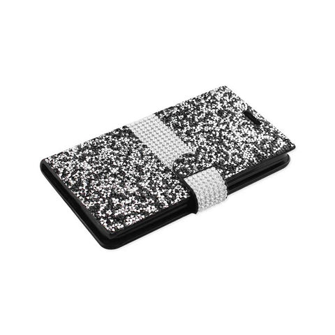 Reiko Samsung Galaxy J7 Diamond Rhinestone Wallet Case In Black