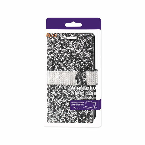 Reiko Samsung Galaxy J7 Diamond Rhinestone Wallet Case In Black