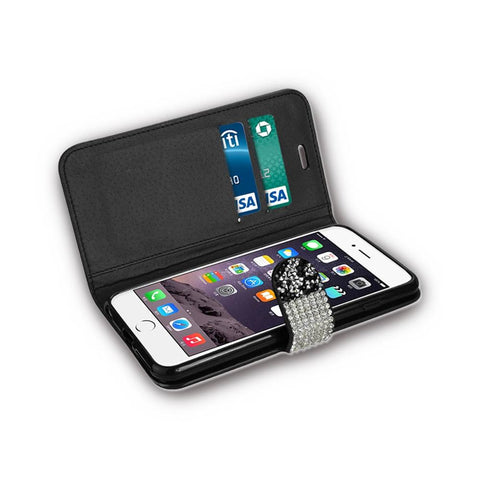 Reiko Iphone 6 Diamond Rhinestone Wallet Case In Black