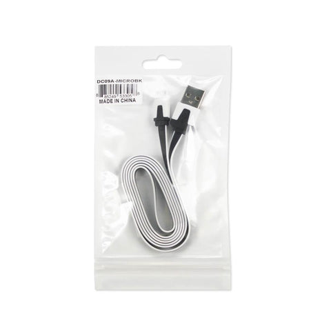 Reiko Micro Usb Flat Usb Data Cable 3.2ft In Black