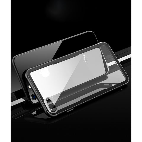 Reiko Iphone 8 Hard Glass Tpu Case With Tempered Glass Screen Protector In Clear Black