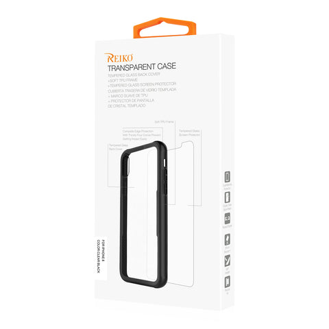 Reiko Iphone 8 Hard Glass Tpu Case With Tempered Glass Screen Protector In Clear Black