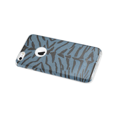 Reiko Iphone 6 Plus/ 6s Plus Shine Glitter Shimmer Tiger Stripe Hybrid Case In Blue