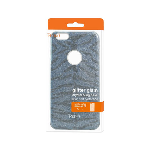 Reiko Iphone 6 Plus/ 6s Plus Shine Glitter Shimmer Tiger Stripe Hybrid Case In Blue
