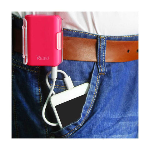 Reiko 4000mah Universal Power Bank With Cable In Hot Pink