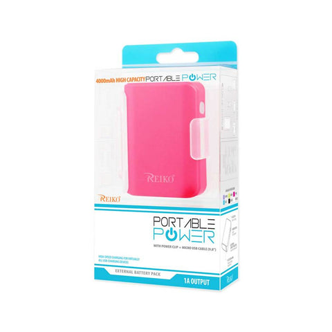 Reiko 4000mah Universal Power Bank With Cable In Hot Pink