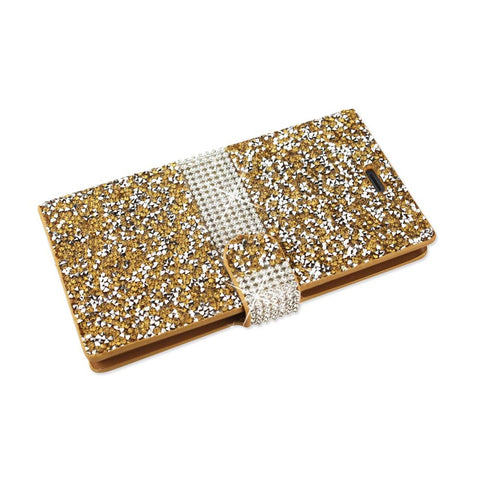 Reiko Zte Warp Elite Diamond Rhinestone Wallet Case In Gold