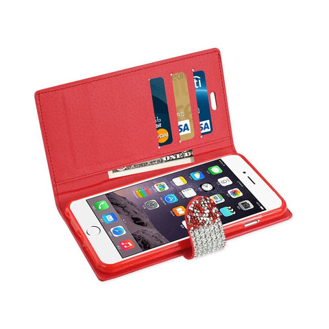 Reiko Iphone 6 Plus Diamond Rhinestone Wallet Case In Red