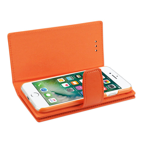 Reiko Iphone 8/ 7 Genuine Leather Wallet Case With Rfid Card Protection In Tangerine