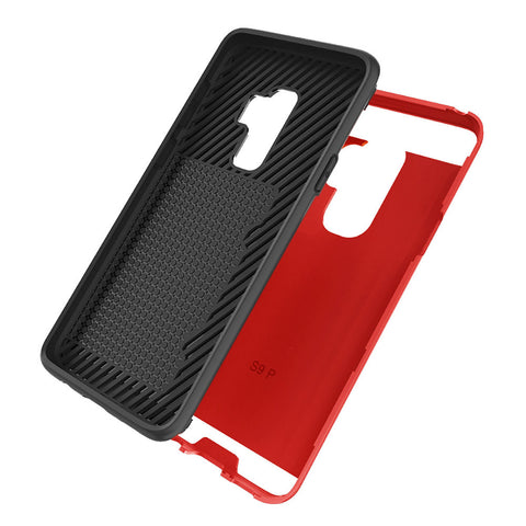 Reiko Samsung Galaxy S9 Plus Slim Armor Hybrid Case With Card Holder In Red