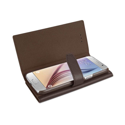Reiko Samsung Galaxy S6 Plus Genuine Leather Rfid Wallet Case In Umber