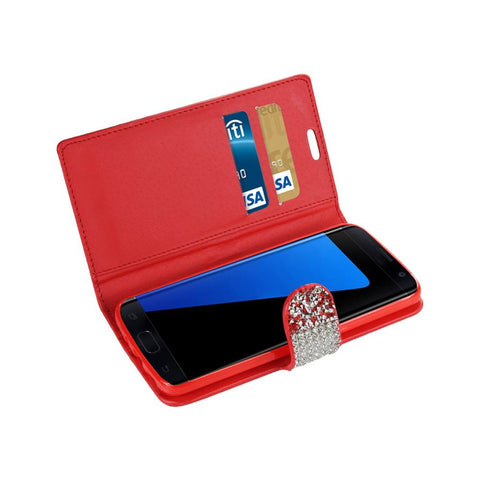 Reiko Samsung Galaxy S7 Edge Diamond Rhinestone Wallet Case In Red