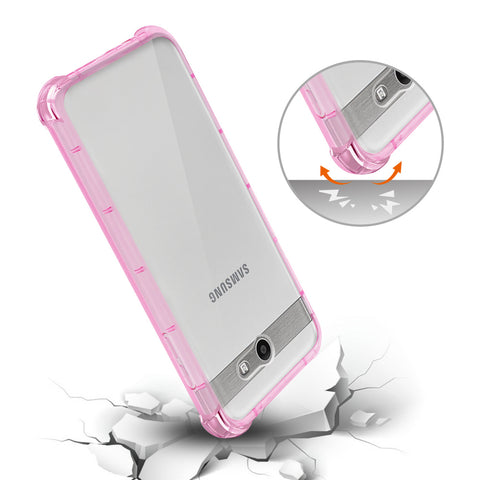 Reiko Samsung Galaxy J7 V (2017) Clear Bumper Case With Air Cushion Protection In Clear Hot Pink