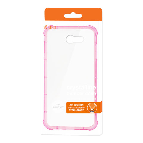 Reiko Samsung Galaxy J7 V (2017) Clear Bumper Case With Air Cushion Protection In Clear Hot Pink