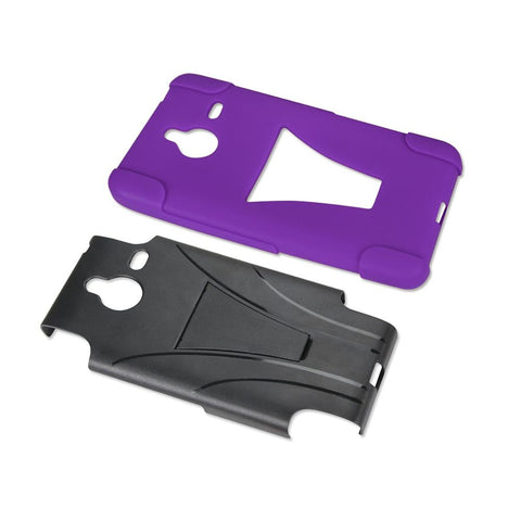 Reiko Nokia Lumia 640 Xl Hybrid Heavy Duty Case With Kickstand In Purple Black