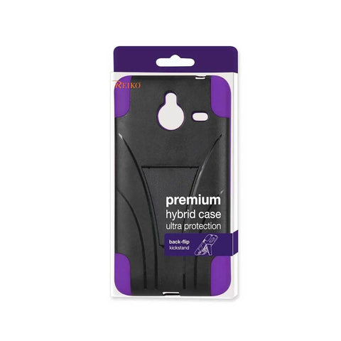 Reiko Nokia Lumia 640 Xl Hybrid Heavy Duty Case With Kickstand In Purple Black