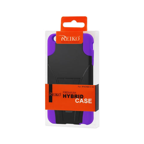 Reiko Iphone 6s/ 6 Plus Hybrid Heavy Duty Case With Kickstand In Purple Black