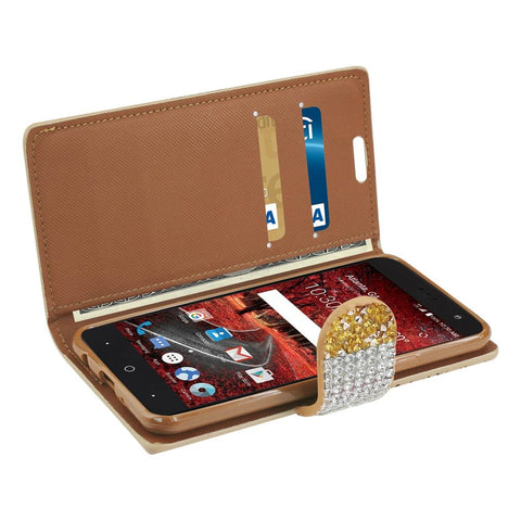 Reiko Grand X 4 Diamond Rhinestone Wallet Case In Gold