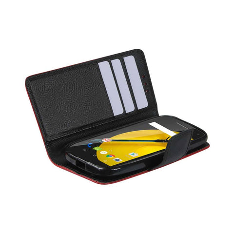 Reiko Motorola Moto E (2015) 3-in-1 Wallet Case In Red