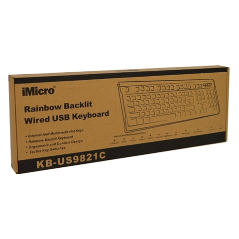 Imicro Kb-us9821c 104-key Rainbow Backlit Usb Wired Multimediakeyboard (black)