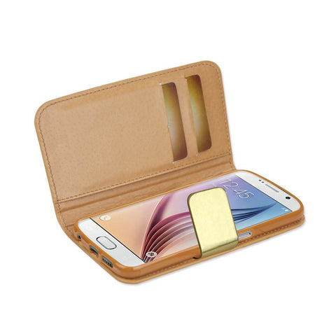 Reiko Samsung Galaxy S6 Gold Chrome Design Wallet Case In Gold