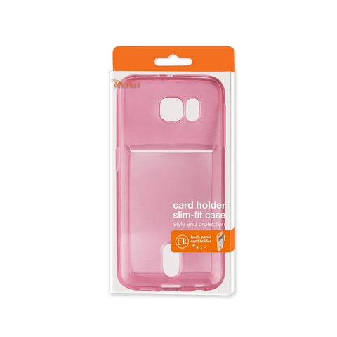 Reiko Samsung Galaxy S6reiko Semi Clear Case With Card Holder In Clear Hot Pink