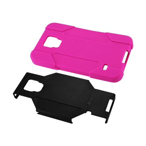 Reiko Samsung Galaxy S5 3-in-1 Hybrid Heavy Duty Holster Combo Case In Hot Pink Black