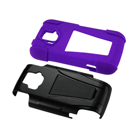 Reiko Zte Sonata 4g Hybrid Heavy Duty Case With Kickstand In Purple Black