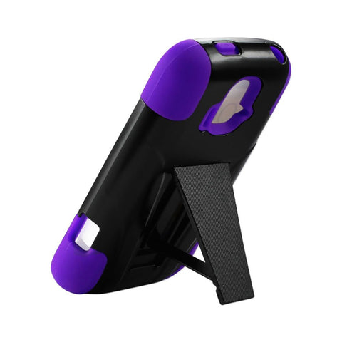 Reiko Zte Sonata 4g Hybrid Heavy Duty Case With Kickstand In Purple Black