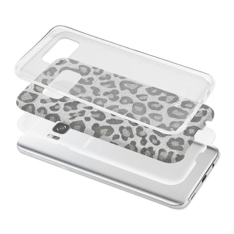 Reiko Samsung Galaxy S8/ Sm Shine Glitter Shimmer Leopard Hybrid Case In Silver