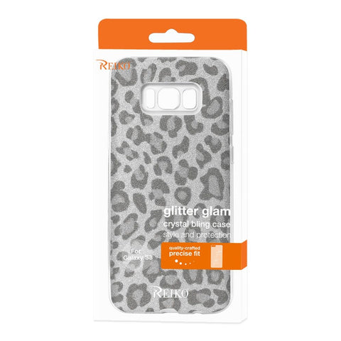 Reiko Samsung Galaxy S8/ Sm Shine Glitter Shimmer Leopard Hybrid Case In Silver