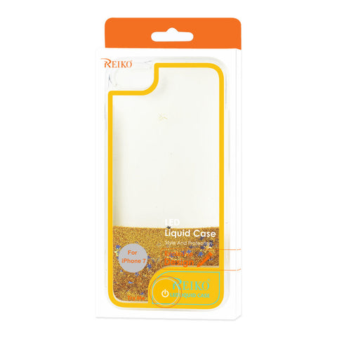 Iphone 8 Plus/ 7 Plus Case With Flowing Glitter And Led Effect In Yellow