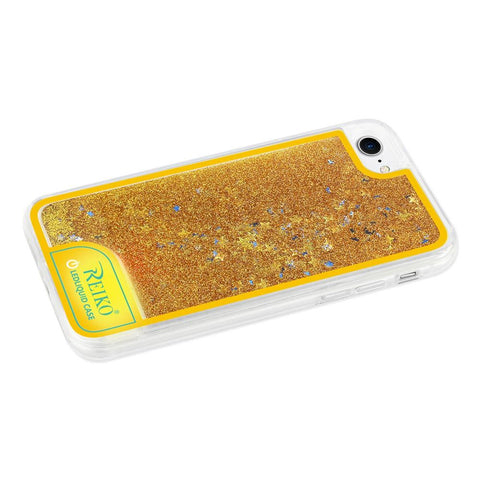 Iphone 8 Plus/ 7 Plus Case With Flowing Glitter And Led Effect In Yellow