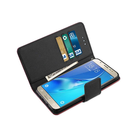 Reiko Samsung Galaxy J7 (2016) 3-in-1 Wallet Case In Red