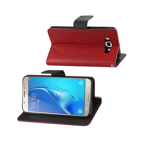 Reiko Samsung Galaxy J7 (2016) 3-in-1 Wallet Case In Red