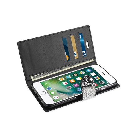 Reiko Iphone 8 Plus/ 7 Plus Diamond Rhinestone Wallet Case In Black