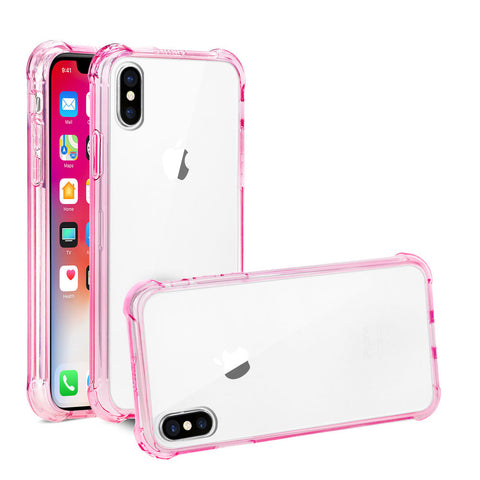Reiko Iphone X/iphone Xs Clear Bumper Case With Air Cushion Protection In Clear Hot Pink