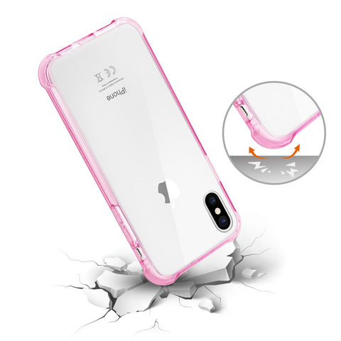 Reiko Iphone X/iphone Xs Clear Bumper Case With Air Cushion Protection In Clear Hot Pink