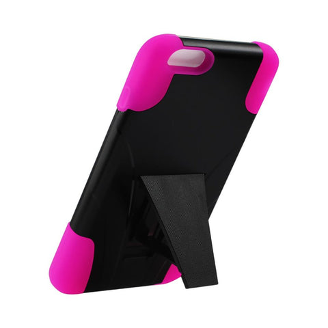 Reiko Iphone 6s/ 6 Plus Hybrid Heavy Duty Case With Kickstand In Hot Pink Black