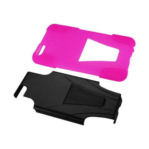 Reiko Iphone 6s/ 6 Plus Hybrid Heavy Duty Case With Kickstand In Hot Pink Black