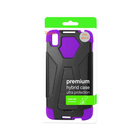 Reiko Alcatel Idol 4 Hybrid Heavy Duty Case With Kickstand In Purple Black